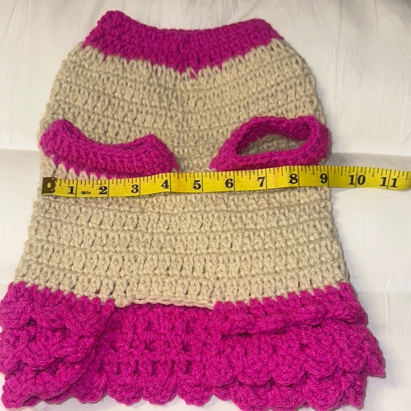 Handmade pets Pink and Cream Crochet dress - Picture 5 of 6